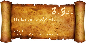 Birtalan Zsófia névjegykártya